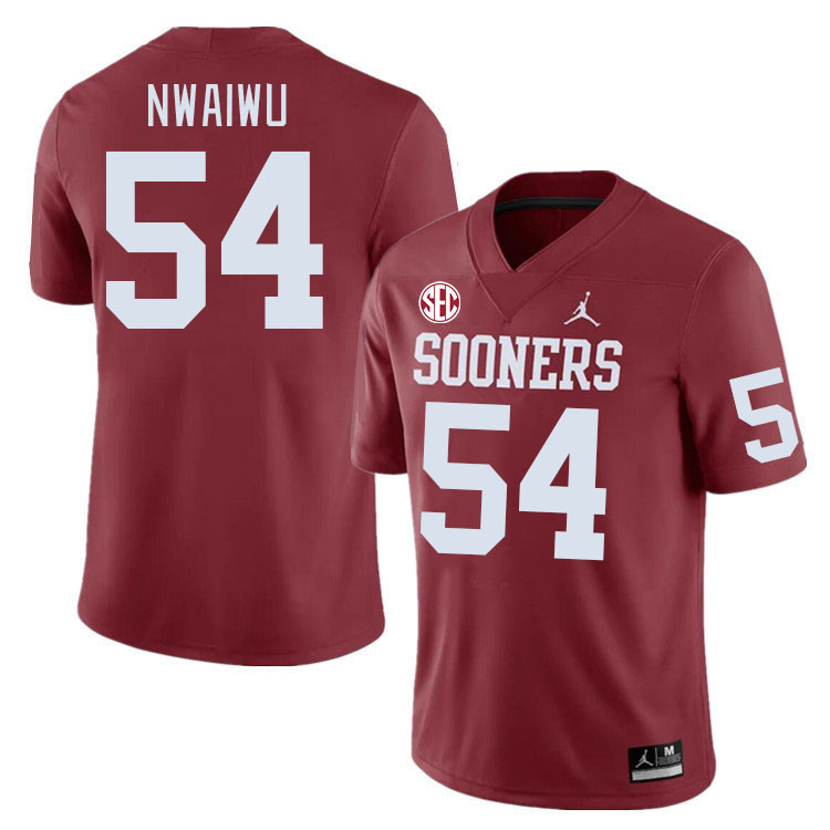 #54 Febechi Nwaiwu Oklahoma Sooners 2024 SEC Conference College Football Jerseys-Crimson